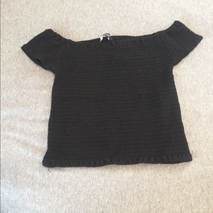 Black off the shoulder crop